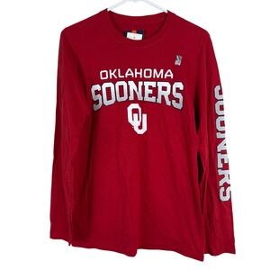 Oklahoma University Sooners OU Fanatics Long Sleeve T Shirt Mens Small Red‎ NWT